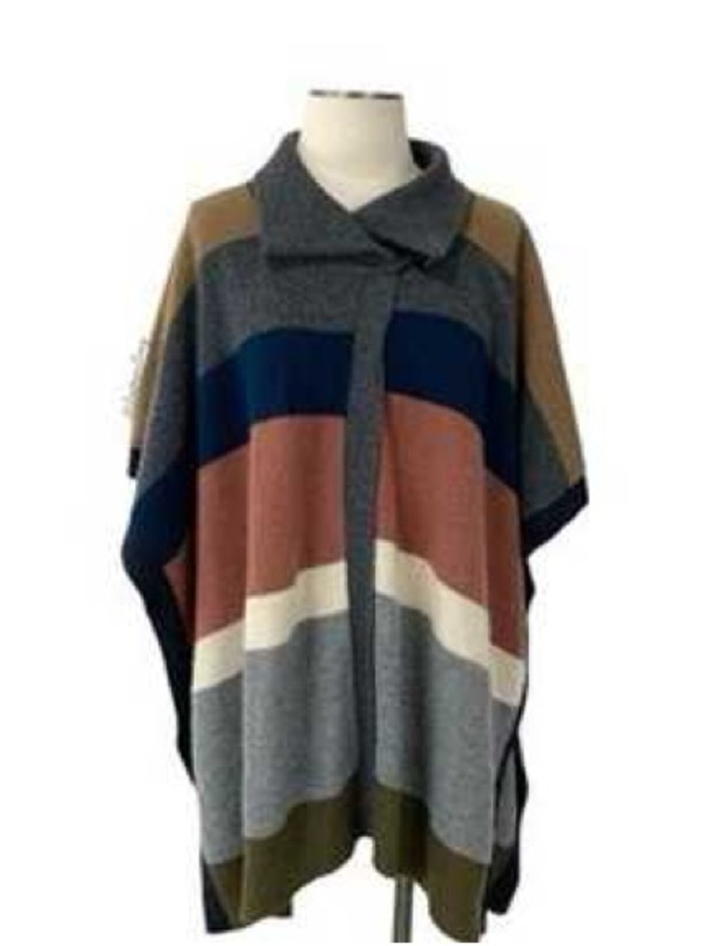 Wilfred Aritzia Cashmere Wool Poncho Cape Shawl Sweater Multicolor